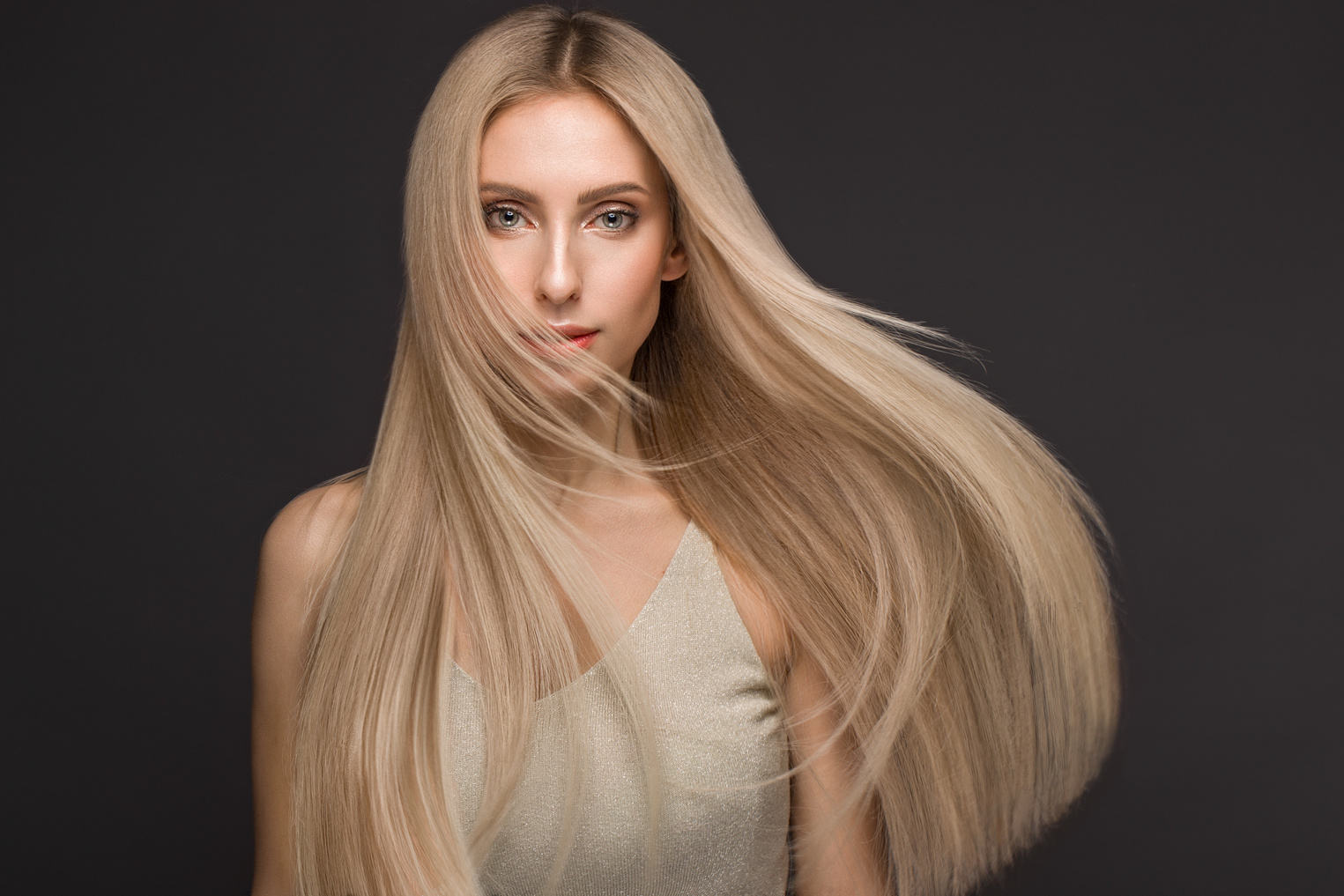 girl with a perfectly smooth hair